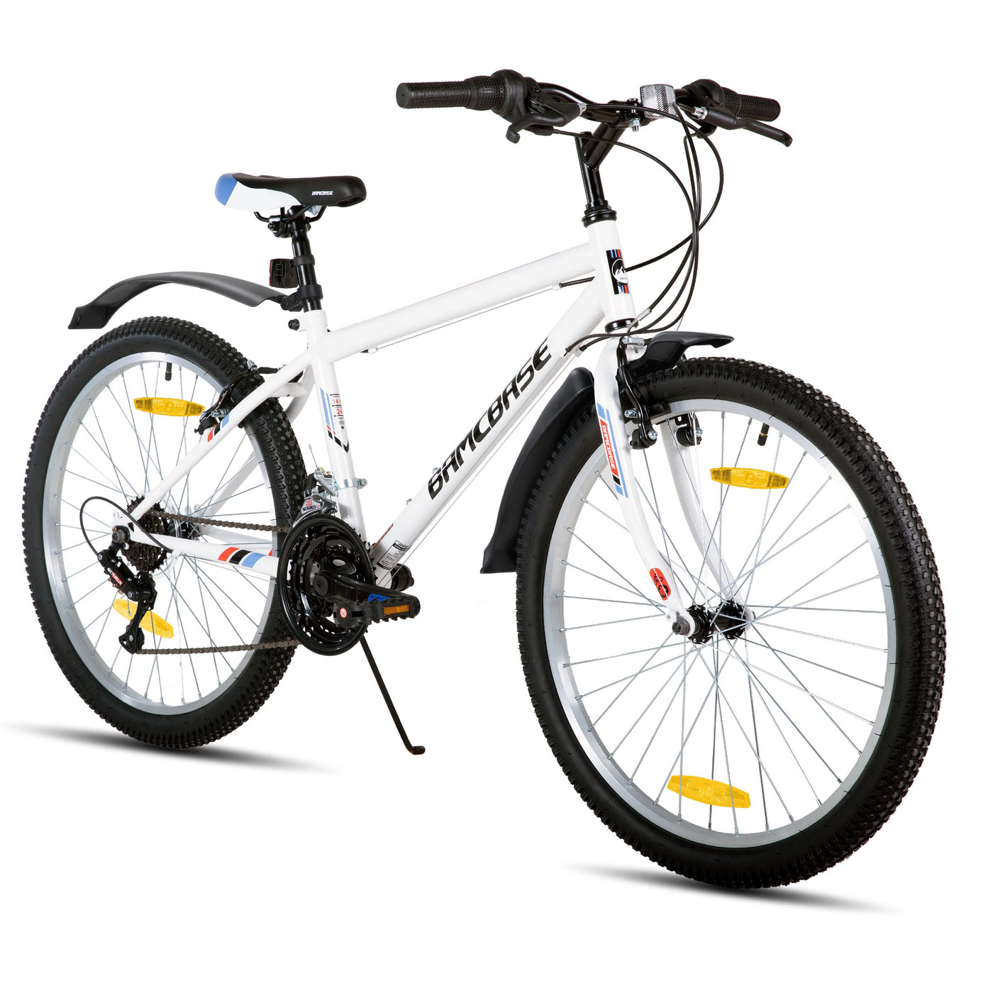 Hiland Mountainbike 26 Zoll für Jugendliche & Erwachsene, 18-Gang Fahrrad mit Doppel-V-Bremse, High Carbon Stahlrahmen MTB Fahrrad für Jugend Frauen Männer, Weiß