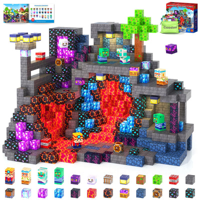 Magnetische Bausteine - Baue Mine Magnet Welt Kinderspielzeug, Magnetische Fliesen STEM Outdoor Spielzeug für Jungen und Mädchen ab 3 Jahren, Kreative Kleinkindspielzeug für Kinder ab 3 4 5 6 7 8 9