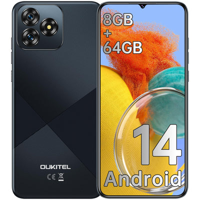 OUKITEL C53 Android 14 Smartphone Ohne Vertrag - 8GB +64GB/1TB Handy Ohne Vertrag, Octa Core 6,6" HD+ Smartphone, 13MP+5MP Kamera 4300mAh Handy, 4G Dual SIM Simlockfreie Handys, Gesicht, GPS, Schwarz