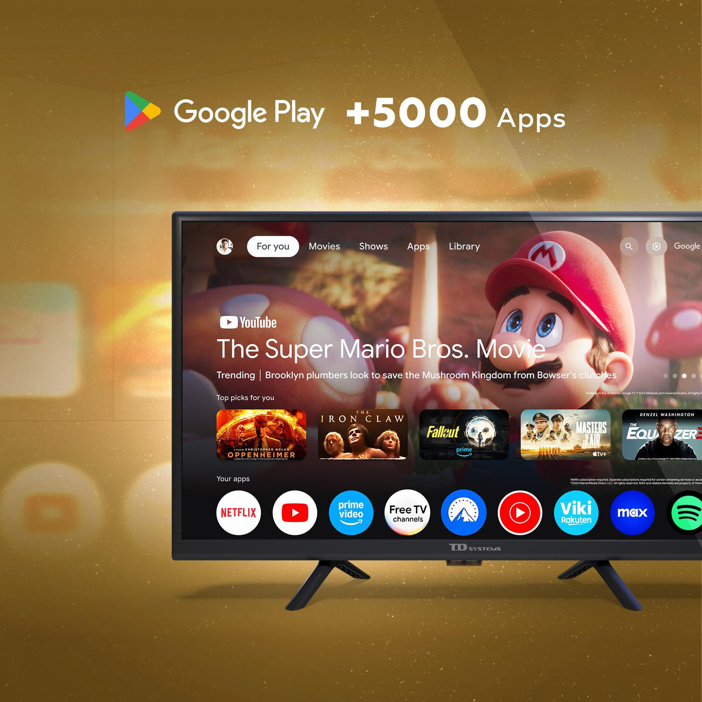 TD Systems - 24 Zoll Smart TV, HD DVB-T2/C/S2 Television, Android GTV 11, Modell 2025, Fernseher mit 2 Jahren Garantie - PRIME24K20GLE