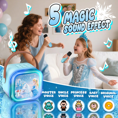 GirliGlee Kinder Mikrofon,Mädchen Spielzeug,Karaoke Maschine für Mädchen,Bluetooth Karaoke Box Anlage mit 2 Mikrofonen, Frozen Geschenke für Mädchen 3 4 5 6 7 8 9 Jahre