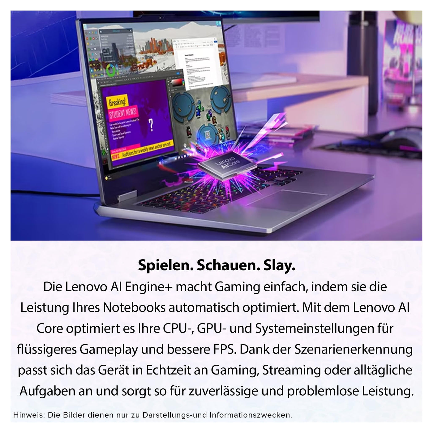 Lenovo LOQ Gaming AI Laptop, Intel Core i7-14700HX, 32 GB DDR5 RAM, 2 TB PCIe SSD, 17.3" Full HD Display, Nvidia GeForce RTX 5070, 24-Zone RGB Backlit QWERTZ Tastatur, Windows 11 Home, Luna Grey