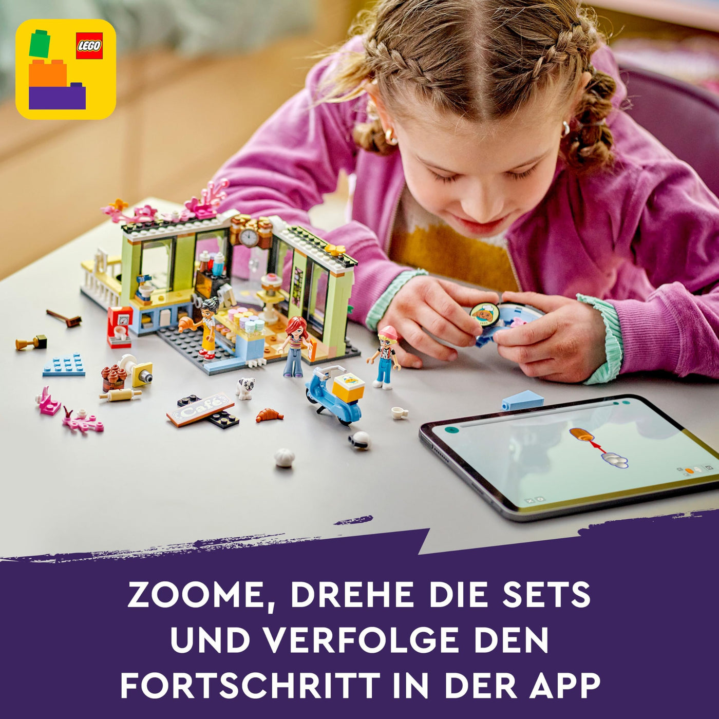 LEGO Friends Heartlake City Café, Kinderspielzeug, Spielzeug-Bäckerei, Geschenkidee für Mädchen und Jungen ab 6 Jahren, Set mit 3 Spielfiguren und Hundefigur 42618