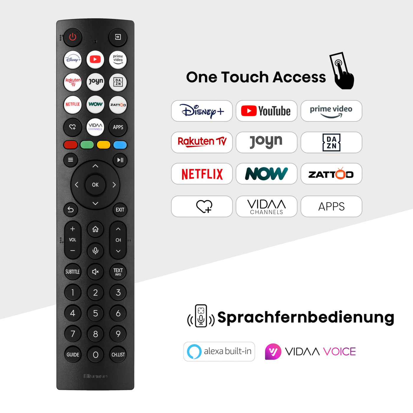 Hisense 55U6NQ 139 cm (55 Zoll) Fernseher 4K Mini LED ULED HDR Smart TV, 60Hz, HDMI 2.0, Game Mode Plus, Dolby Vision & Atmos, Bluetooth, Alexa Built-in, Anthrazit, [2024]