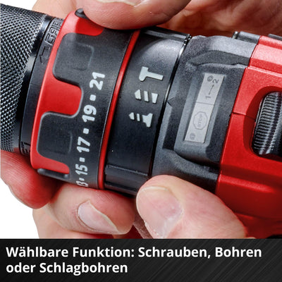 Einhell Akku-Schlagbohrschrauber TE-CD 18/44 Li-i (1x2,5Ah) Power X-Change (18 V, 44 Nm, Schlagbohrfunktion, 13 mm Metallbohrfutter, 2-Gang, inkl. 2,5 Ah Akku & Ladegerät)