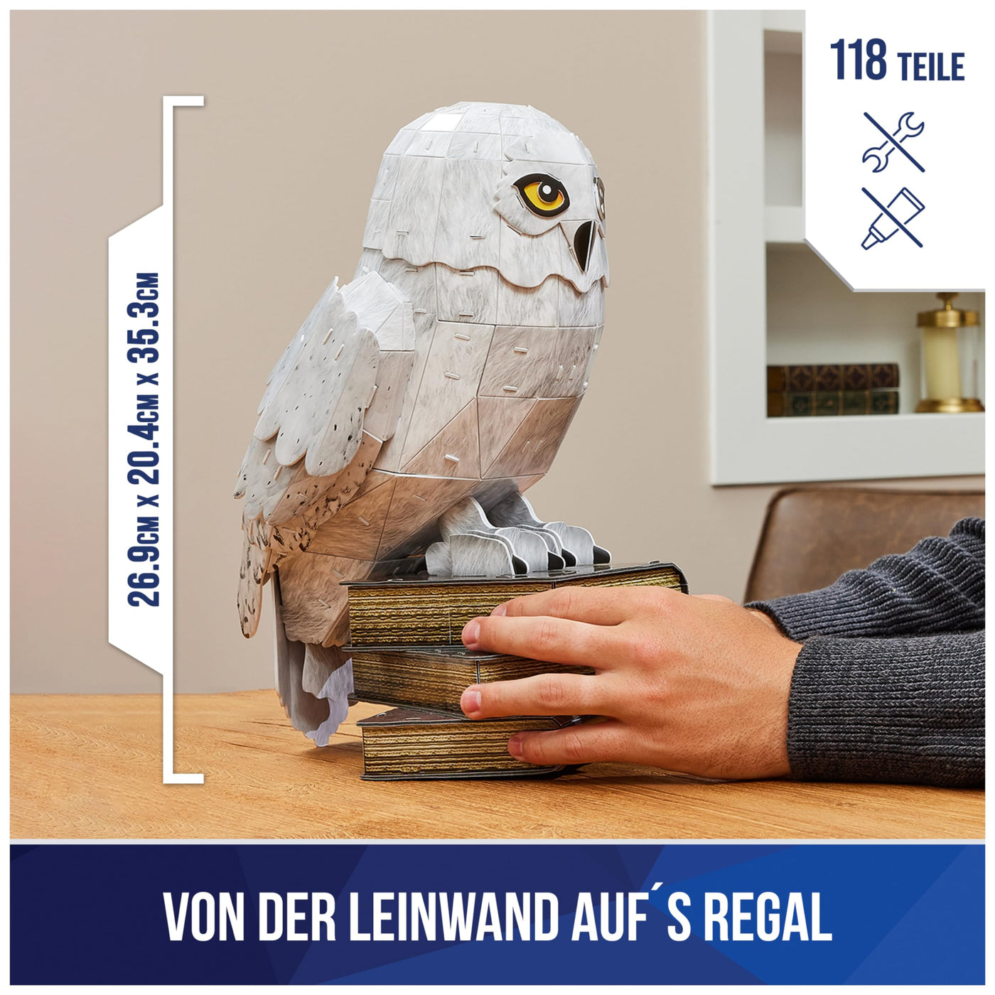 4D Build - Harry Potter, 3D-Puzzle der beliebten Schnee-Eule Hedwig aus hochwertigem Karton, 118 Teile, für Harry Potter Fans ab 12 Jahren