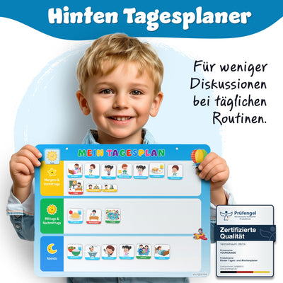 YOURGANIZE® 2-in-1 Wochenplaner Kinder & Tagesplaner Kinder inkl. 196 Magnete + 160 Sticker zum Personalisieren - Routine Planer Kinder