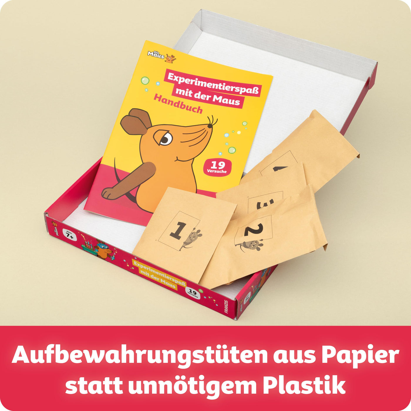 FRANZIS 67232 - Experimentierspaß mit der Maus - Experimentierkasten mit 19 spannenden wissenschaftlichen Versuchen für Kinder ab 7 Jahren, inkl. 44-seitigem Handbuch mit Anleitungen und Zubehör