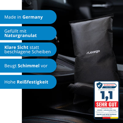 LICARGO 2x Luftentfeuchter (1kg) - Auto Entfeuchter gegen beschlagene Autoscheiben - wiederverwendbarer Innenraum Luftentfeuchter, Feuchtigkeitskissen für Auto