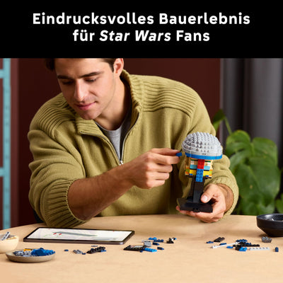 LEGO Star Wars 75408 Jango Fett Helm - Mandalorian Bauset für Erwachsene - Modell mit Ständer, Namensschild und Verstellbarer Antenne - Geschenk für Fans von Angriff der Klonkrieger