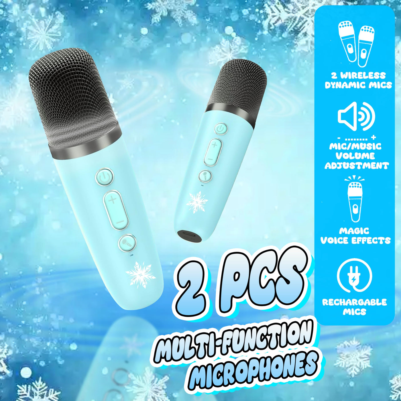 GirliGlee Kinder Mikrofon,Mädchen Spielzeug,Karaoke Maschine für Mädchen,Bluetooth Karaoke Box Anlage mit 2 Mikrofonen, Frozen Geschenke für Mädchen 3 4 5 6 7 8 9 Jahre