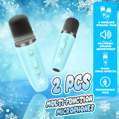 GirliGlee Kinder Mikrofon,Mädchen Spielzeug,Karaoke Maschine für Mädchen,Bluetooth Karaoke Box Anlage mit 2 Mikrofonen, Frozen Geschenke für Mädchen 3 4 5 6 7 8 9 Jahre