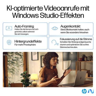 HP OmniBook X Next Gen AI Laptop | Qualcomm Snapdragon X Elite X1E-78-100 (12C) mit dedizierte NPU für KI | 45 NPU TOPS | Copilot+ PC | 14" 2,2K Touchscreen | 16 GB RAM | 1TB SSD | Win11 | Silber