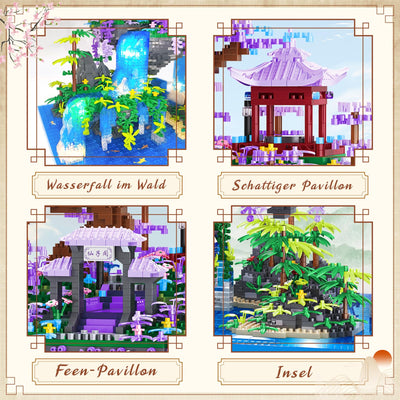 FORMIZON Chinesische Architektur Bausteine, 4574 Teile Architecture The Moon Palace Pavilion Micro Mini Bausteine, DIY Modell Landschafts, Klemmbausteine Pflanzen Chinesische deko Geschenk