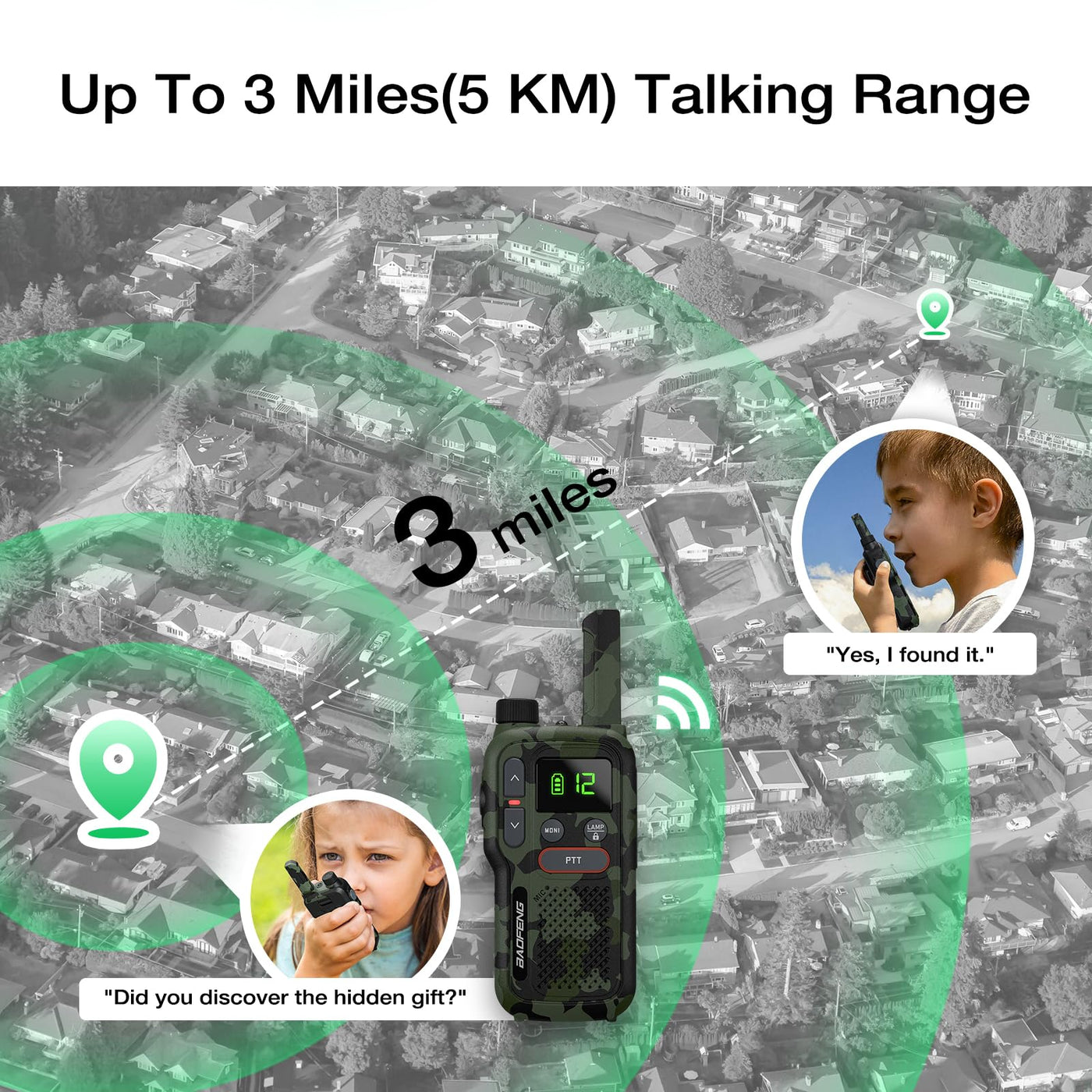 BAOFENG GT-18 Walkie Talkie PMR446 Lizenzfrei Funkgerät für Erwachsene Kinder, Wiederaufladbares Walky Talky 1500mAh Batterie, Dual-PTT, 16 Kanäle, Scan, Taschenlampe für Camping Wandern, 3er Pack