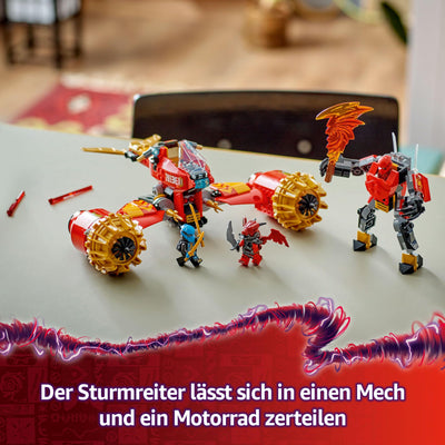 LEGO NINJAGO Kais Sturmreiter-Mech - Fliegendes Motorrad Spielzeug mit 3 Minifiguren - Mech mit beweglichem Kopf, Armen und Beinen - Bauspielzeug - Geschenk für Jungen & Mädchen ab 7 Jahren 71830