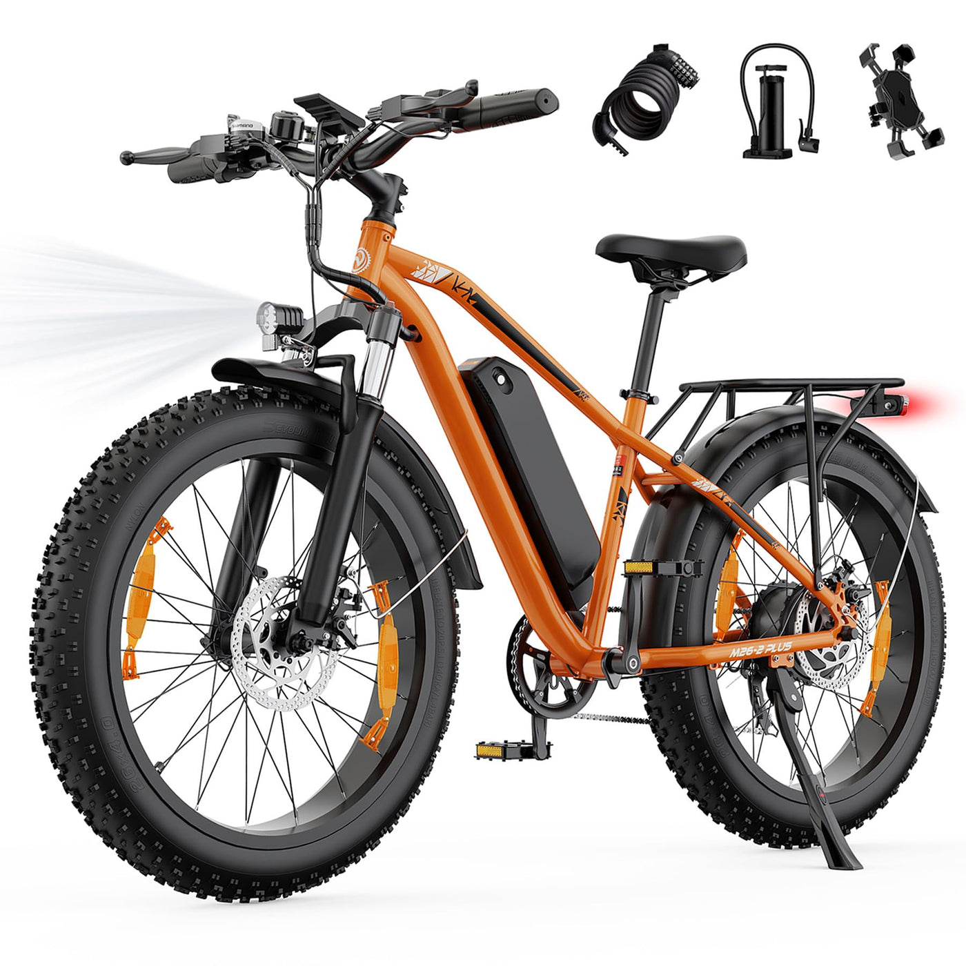 AOIHO E Bike, E-Bike Herren mit 48V 15Ah/13Ah Akku Bis 100-120KM, 26 * 4.0 Zoll Fat Tire 80NM Motor, EBike Damen LCD-Display, 7-Gang-All-Terrain E Fatbike, EMountainbike Für Stadtpendler & Wildn