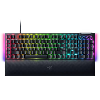 Razer BlackWidow V4 (Green Switch) - Mechanische Gaming-Tastatur - Razer Snap Tap (Mechanische Clicky Switches, 6 Makro-Tasten, Doubleshot-ABS-Tastenkappen, RGB Chroma) QWERTZ DE-Layout | Schwarz