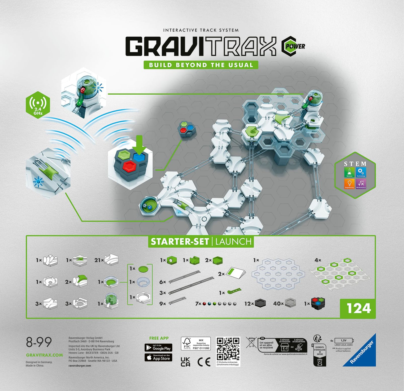 Ravensburger GraviTrax Power Starter-Set Launch. Erweiterbares interaktives Kugelbahnsystem mit elektronischen Elementen, für Kinder ab 8 Jahren