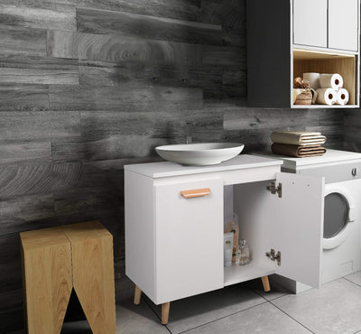 EUGAD Waschbeckenunterschrank Unterschrank Badezimmerschrank Waschtisch Badschrank Beistellschrank mit 2 Türe 60 x 40 x 60,5 cm Weiß