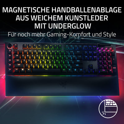 Razer BlackWidow V4 Pro (Green Switch) - Mechanische Gaming-Tastatur Snap Tap (Klickende Mechanische Switches, Befehlsrad und 8 Makro-Tasten, Multifunktionsrolle) QWERTZ DE-Layout | Schwarz