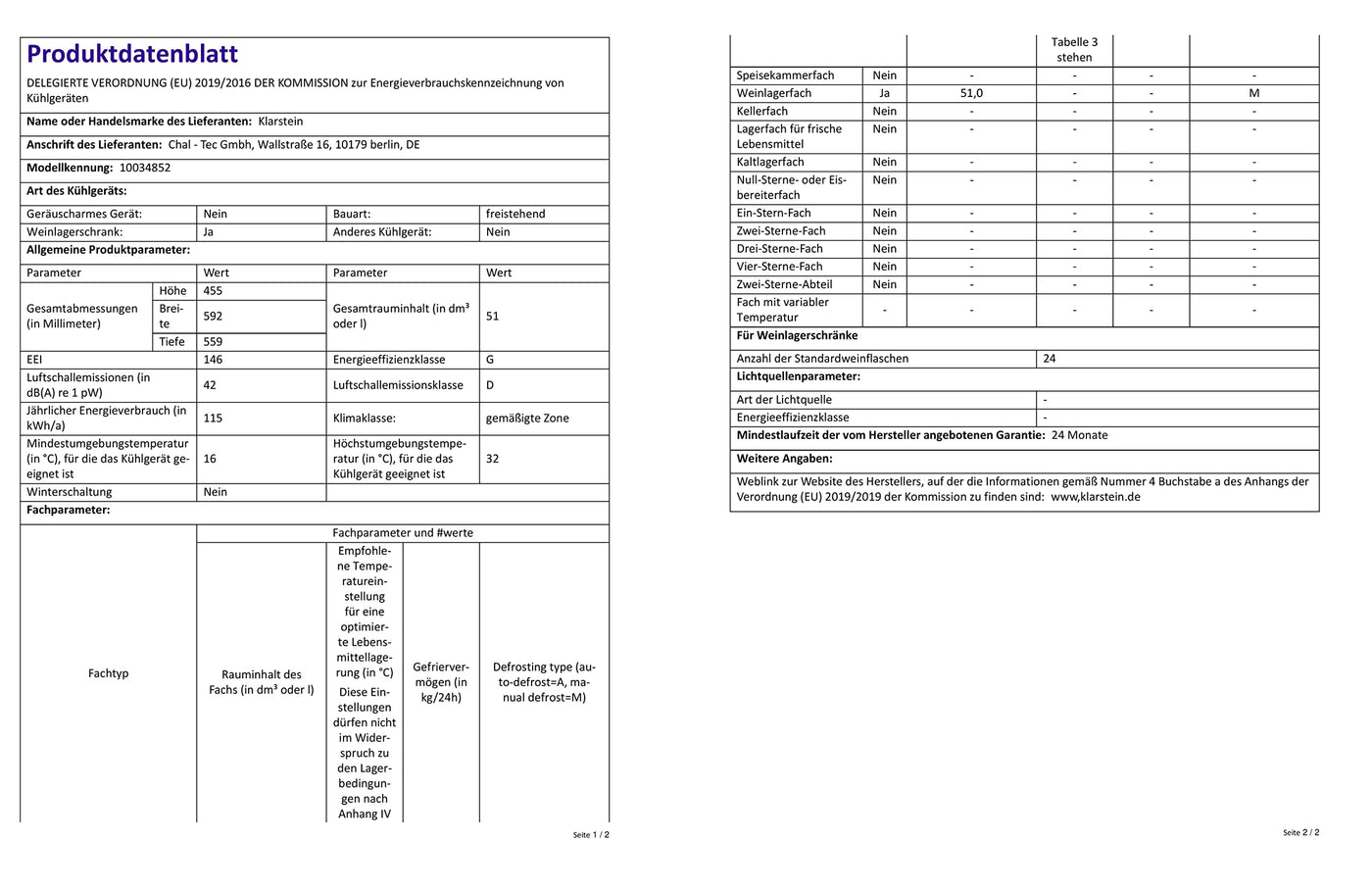 Klarstein Einbau-Weinkühlschrank, 1 Zonen Getränkekühlschrank Klein, Kleiner Weinschrank 51L, Wein-Kühlschrank Klein mit Glastür, Indoor/Outdoor Flaschenkühlschrank, Wine Fridge 24 Flaschen