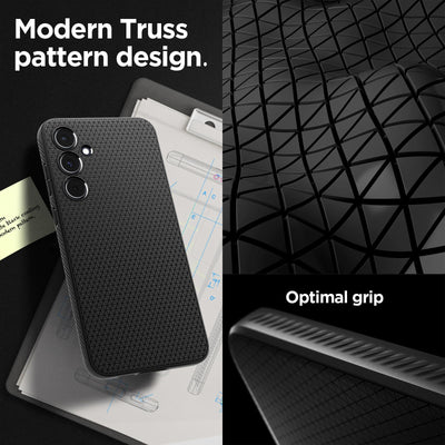 Spigen Liquid Air Hülle für Samsung Galaxy A55 5G aus weIchem TPU Schutzhülle Stoßfest Handyhülle Kratzfest Dünn Robust [Anti-Rutsch Truss Muster] Case Cover -Schwarz