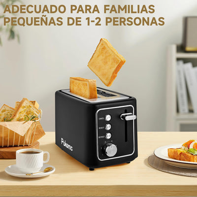 Pukomc toaster,2 scheiben Retro extra breite Toastschlitze 3,3 cm Schlitzen Extra Wide Slot Toaster mit herausnehmbarer Krümelschale,6 Bräunungsstufen,3 Hauptfunktionen, schwar