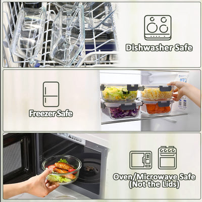 MCIRCO Vorratsdosen-Set aus Glas für Lebensmittel, 24-teilig