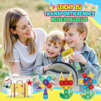 43 Pcs Mini Magnetische Bausteine Reiseset, Spielzeug ab 3 4 5 6 Jahre Junge Mädchen Reisespiele Kinder ab 3-6 Flugzeug Beschäftigung Kinder Geschenk Jungen 3-6 Jahre STEM Montessori Spielzeug