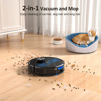 Lubluelu Saugroboter mit Wischfunktion 2-1, 4000Pa Staubsauger Roboter Lasernavigation mit 5 Karten, 55 dB Roboterstaubsauger mit APP Steuerung, Ideal für Tierhaare, Teppiche, Hartböden, Blau (SL60D)