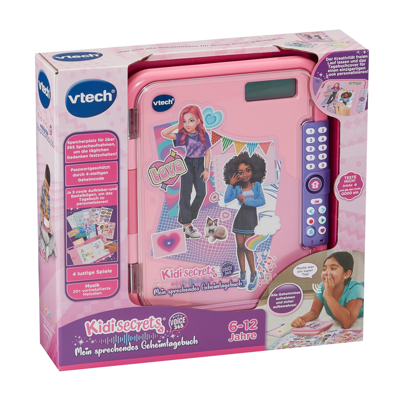 Vtech KidiSecrets – Magic Voice 365 – Das 2-in-1 Tagebuch für Sprachaufnahmen, kreative Spiele und persönliche Erinnerungen – Für Kinder von 6-12 Jahren