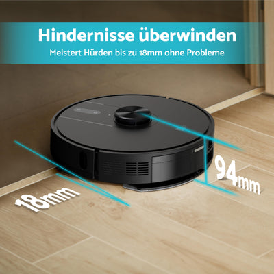 aeco VacuBot X5 PLUS Saug/Wischroboter & Absaugstation 5000Pa Saugkraft/LDS Navigation/120m²Saug- & 100m²Wischbereich/160min Akkulaufzeit/18mm Hindernisüberwindung/Infrarot Fernbedienung/App-Steuerung