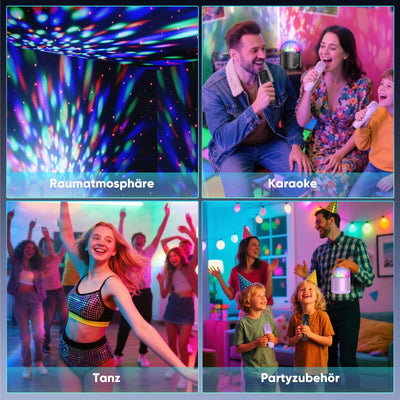 Dislocati Karaoke Anlage mit 2 Bluetooth Mikrofonen, Musik Geschenk Spielzeug Mädchen 3-15 Jahre, Karaoke Microphone Set mit Disco Licht und 5 Toneffekten, Ideal für Familienfeiern und Party Draußen