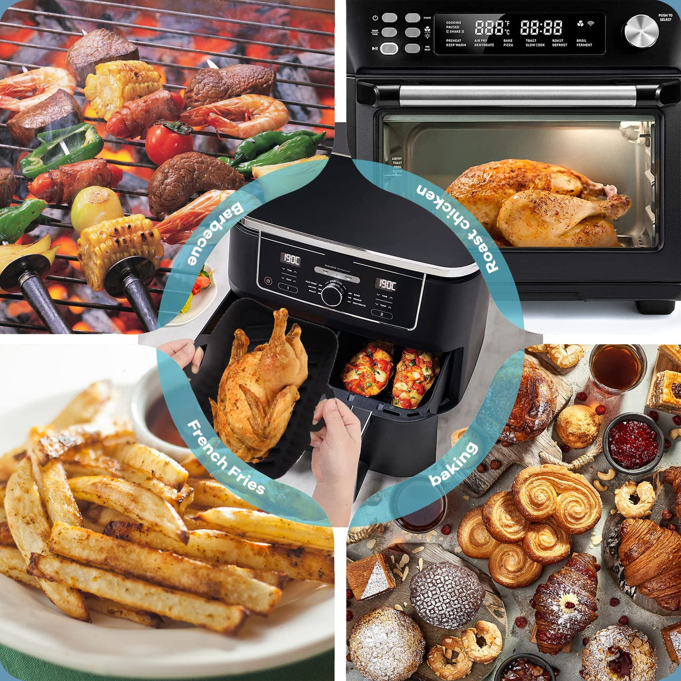 2Pcs Airfryer Zubehör für Ninja Foodi Max Dual Zone AF400EU AF300EU 9.5L, Silikonform Zubehör für Double Stack XL SL400EU Heißluftfritteuse, Airfryer Silikonform Silikoneinsatz Air Fryer Accessories