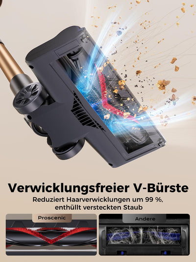 Proscenic P11 Ultra Staubsauger Kabellos, Leichter Selbststehend 40Kpa 40Min Akku Staubsauger mit Touchscreen Grün Licht Anti-Tangle, Stielstaubsauger für Teppich Hartböden Vorhang Auto Haustierhaare
