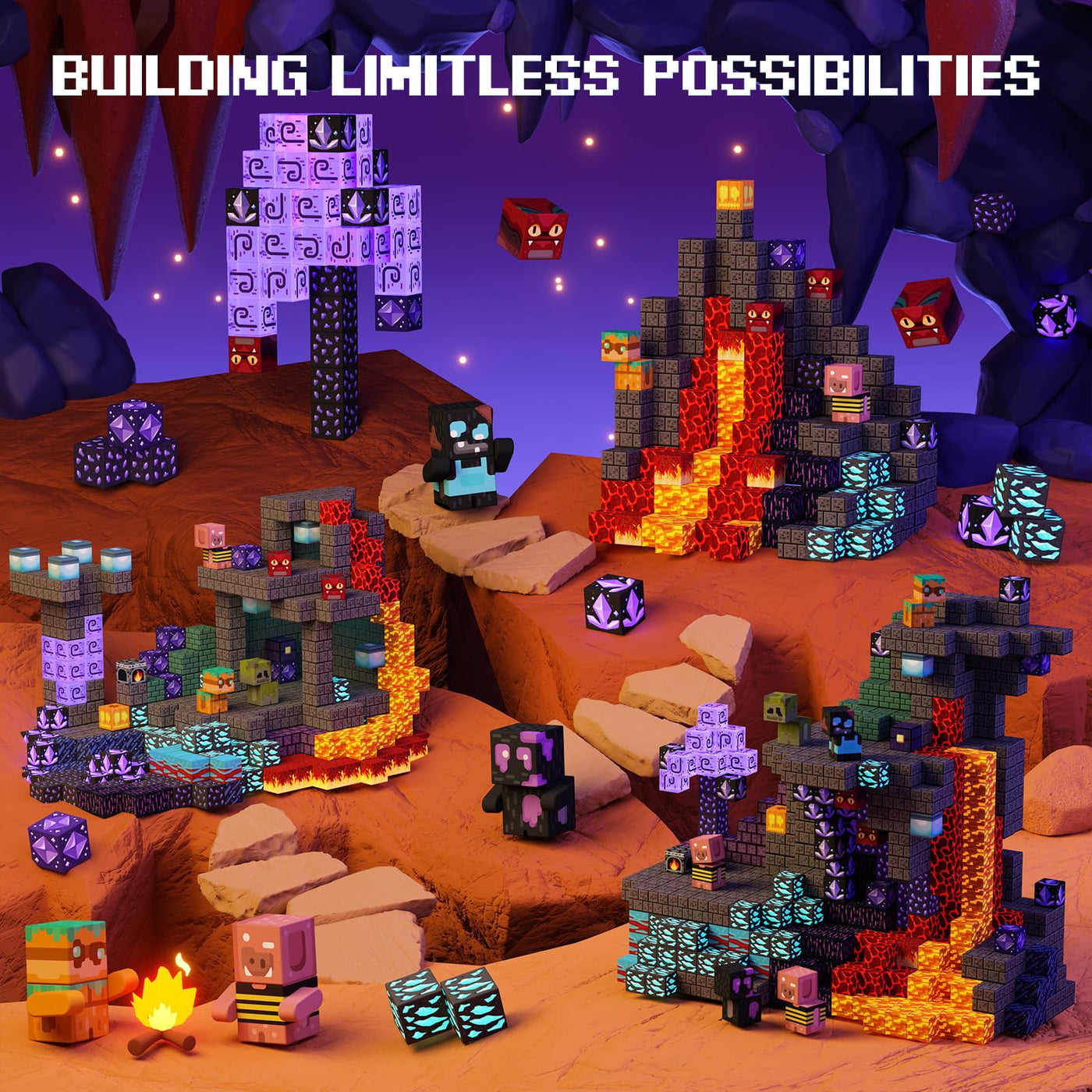 GobiDex Magnetische Bausteine Blöcke 100 Stück, MagWonder Bauen Sie mit Shadow Crypt Magnetblöcke, Game-Based STEM Montessori Spielzeug für Kinder ab 3 Jahren, Geschenk für Jungen und Mädchen