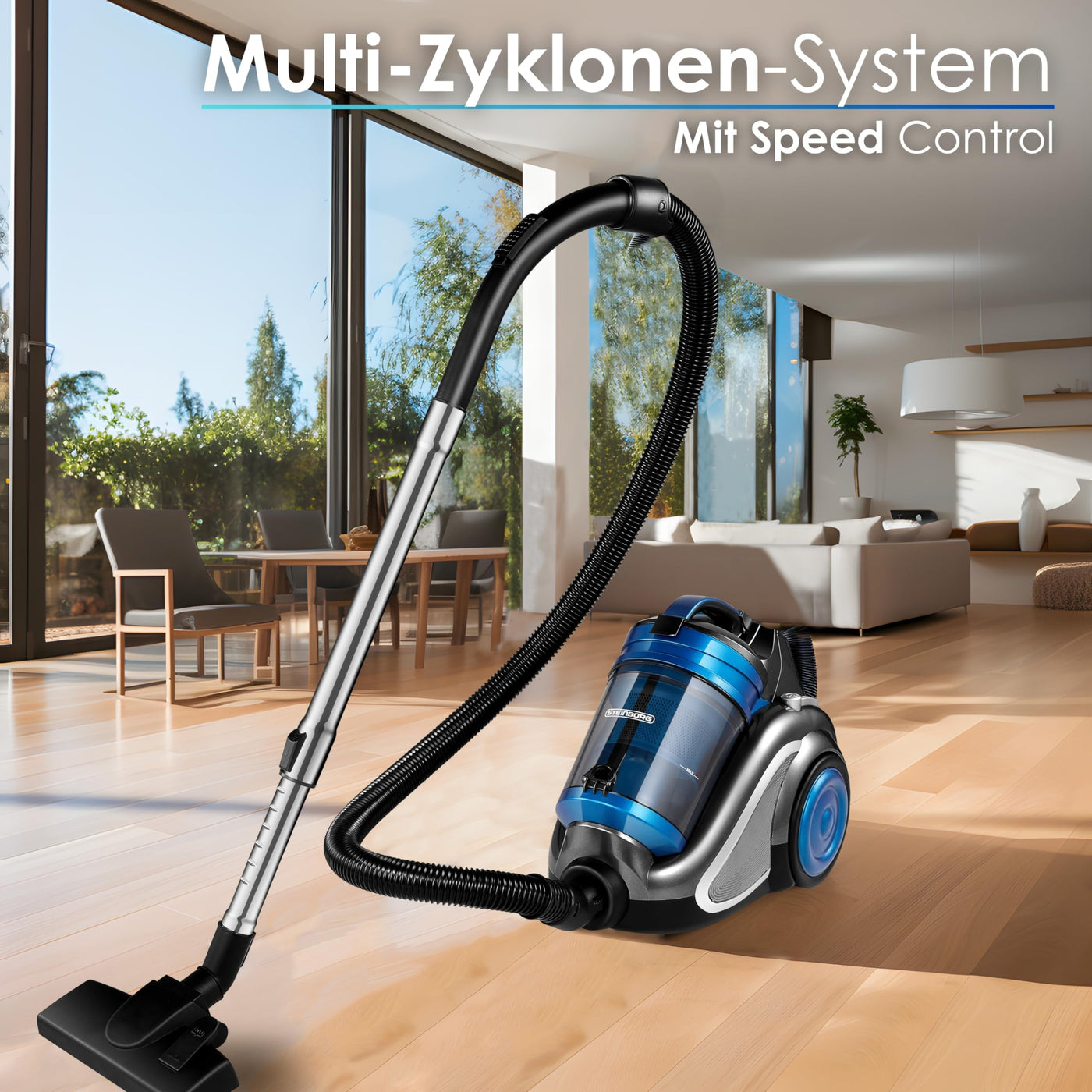 Staubsauger beutellos HEPA Filter 2in1 Bodenbürste Fugendüse Polsterdüse 7M 360° Schlauch Vacuum Cleaner Beutelloser Staubsauger Bodenstaubsauger Multi Zyklonen System Kleiner Staubsauger