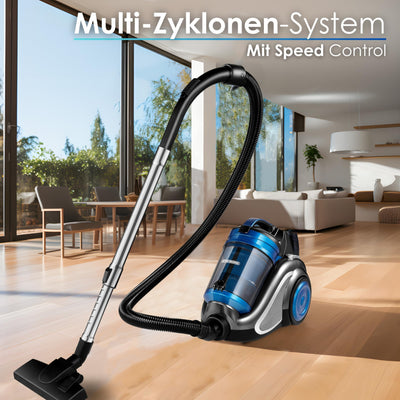Staubsauger beutellos HEPA Filter 2in1 Bodenbürste Fugendüse Polsterdüse 7M 360° Schlauch Vacuum Cleaner Beutelloser Staubsauger Bodenstaubsauger Multi Zyklonen System Kleiner Staubsauger