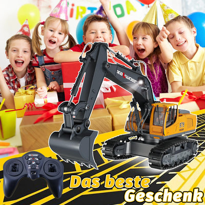 Ferngesteuerter Bagger Ferngesteuert ab 3 4 6 8 Jahre, 1:18 11 Kanäle bagger mit Fernbedienung, Schaufel und LED-Licht, Raupenbagger Spielzeug für 3 4 6 8 Jahre, Geschenk zum Geburtstag für Kinder