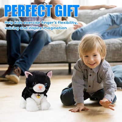 Interaktives elektronisches Plüschkatzenspielzeug - Update Touch Control Meow Kitten mit LED-Augen, elektronischer Roboter Katzenspielzeug Geschenke für Jungen & Mädchen Kindergeburtstag Weihnachten