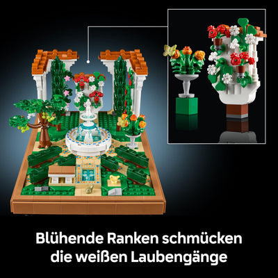 LEGO Icons Springbrunnengarten - Miniatur Bauset für Erwachsene mit Laubengängen, Zypressen, Bäumen, Weinreben, Blumen - Kreative Geschenkidee zum Geburtstag, Einweihung für Frauen, Männer - 10359