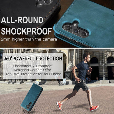 KZB Handyhülle für Samsung Galaxy A55 5G Hülle Premium Lederhülle Klappbar Flip Case Tasche Magnet Kartenfach Standfunktion Klapphülle Schutzhülle für Samsung Galaxy A55 - Blaugrün