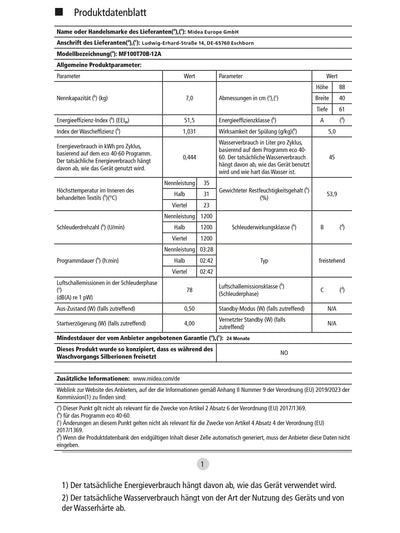 Midea MF100T70B-12A Toplader Waschmaschine 7kg / AquaStop/Starzeitvorwahl/Trommelreinigung/XL Türöffnung/Soft Opener