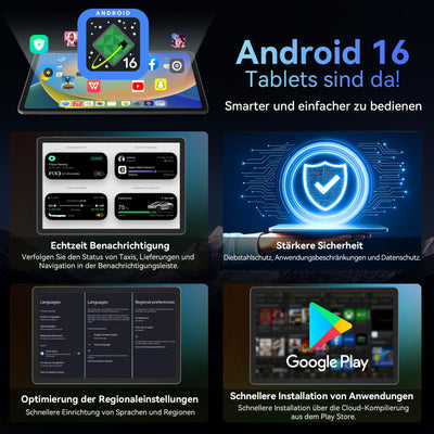 Tablet 2025 Das weltweit erste Android 16 Tablets mit Gemini AI, 11 Zoll FHD Display, 24GB RAM 128GB ROM / 2TB TF, 13MP Kamera, 8000mAh, Widevine L1, 5G WiFi, 2 in 1 - Tablet mit Tastatur und Stift