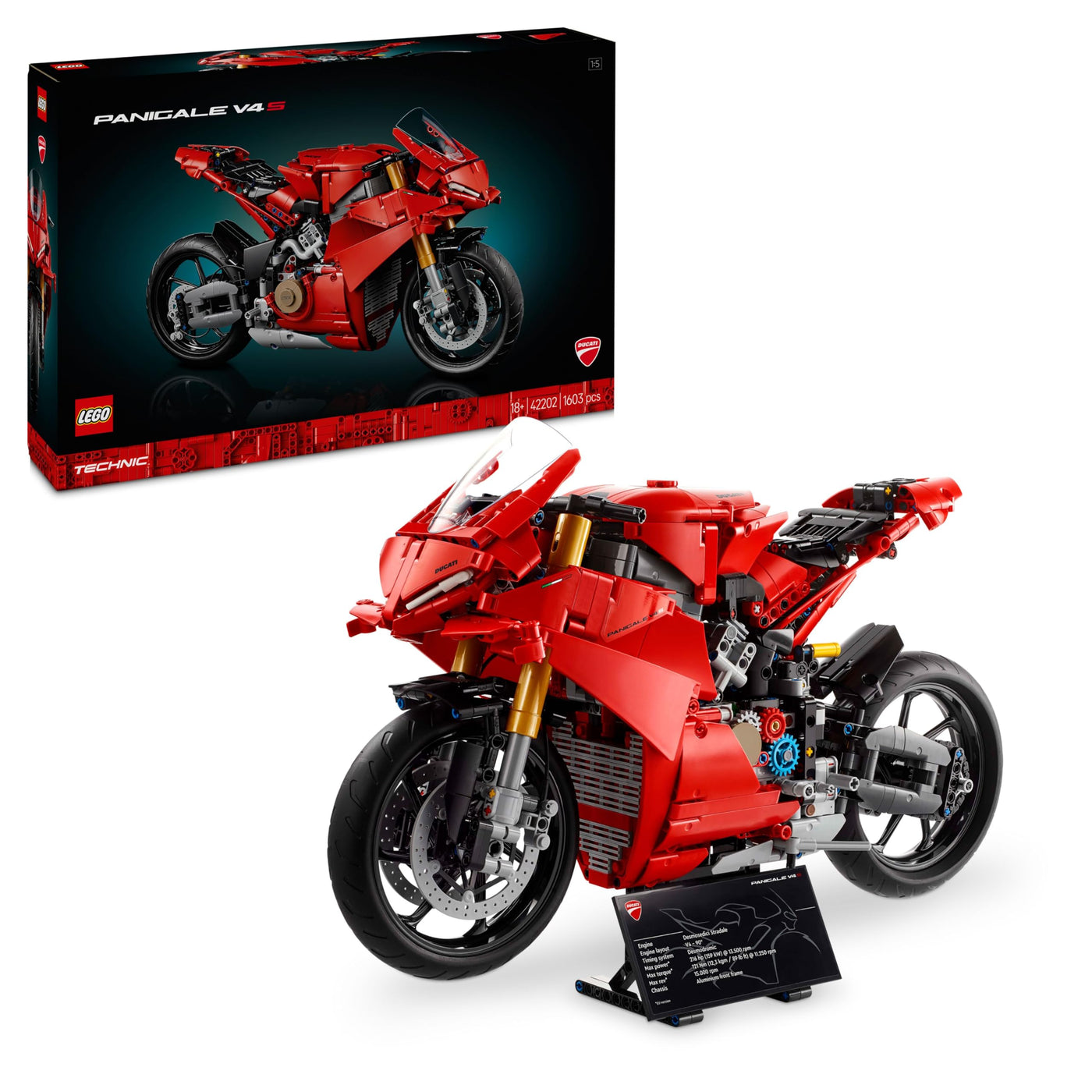 LEGO Technic Ducati Panigale V4 S Motorrad, baubares Motorradmodell, Bausets für Erwachsene, Männer und Frauen, ab 18 Jahren, Geschenkidee für Fans von Ducati und Motorrädern 42202