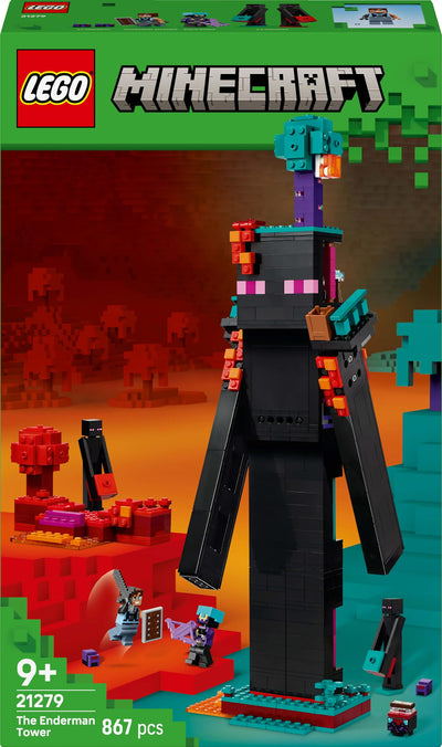 LEGO Minecraft 2in1 Der Enderman-Turm - Modulares Gaming Spielzeug - Lässt Sich in 2 Festungen umbauen - Mit 4 Minifiguren zum Sammeln - Gamer Geschenk für Jungen und Mädchen ab 9 Jahren - 21279