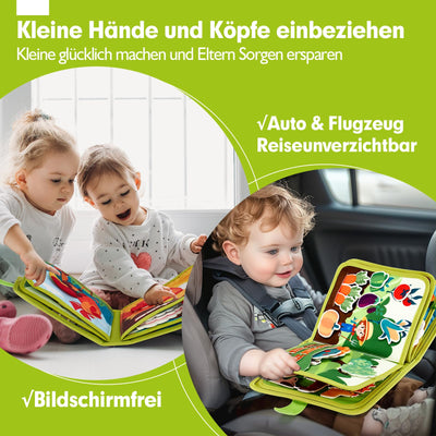 Hahaland Montessori Spielzeug ab 1 Jahr – Quiet Book mit Bauernhof Thema, 20-in-1 Busy Board Weichem Filz für Frühe Bildung,Busy Book für Autofahrten, Geschenk Spielzeug ab 1 2 3 4 Jahre Mädchen Junge