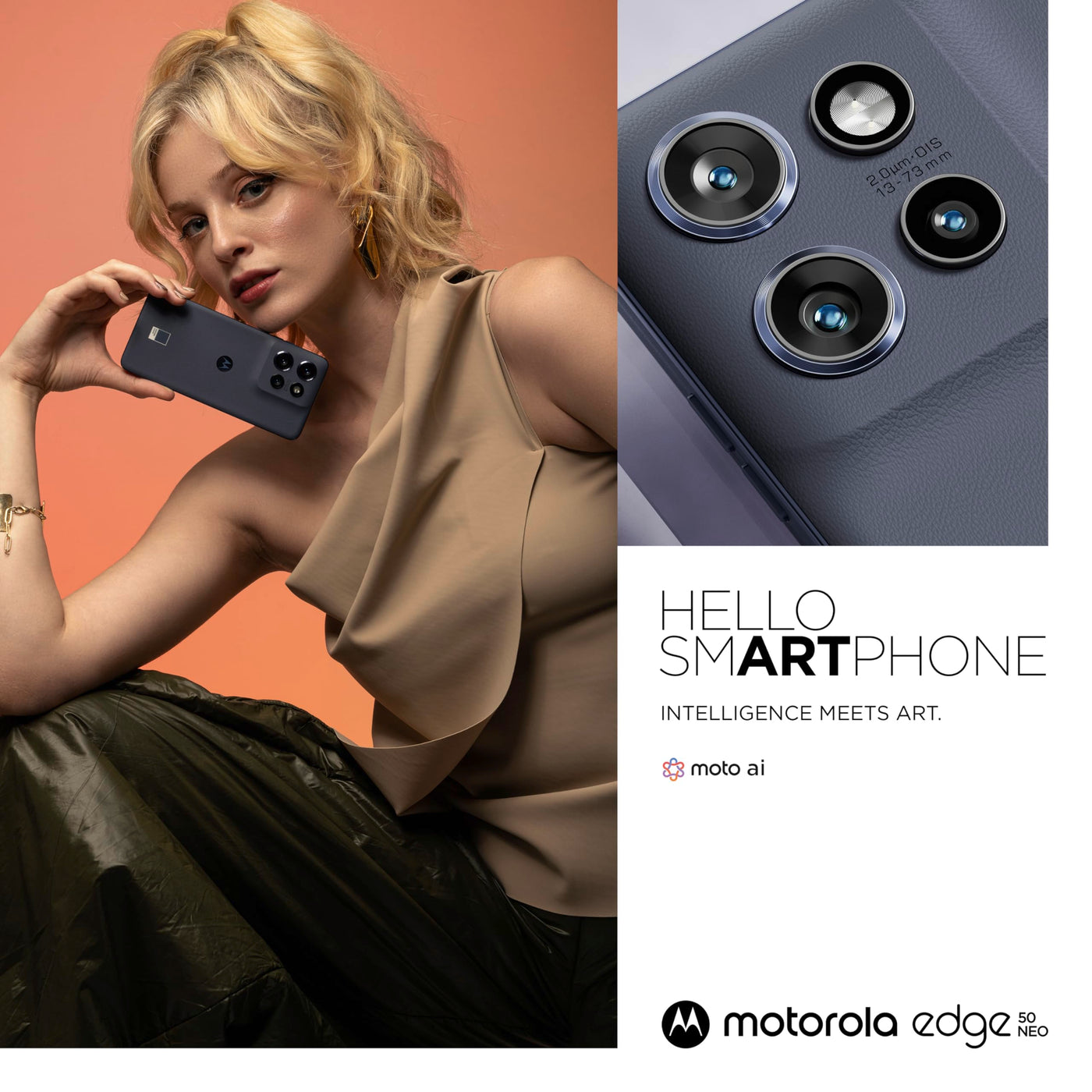Motorola edge50 neo Smartphone (6,36"-Super-HD-Display, 50-MP-Kamera mit Moto-KI, 12/512 GB, 4310 mAh, Android 14) Pantone Grisaille (Veganes Kunstleder), inkl. Schutzcover