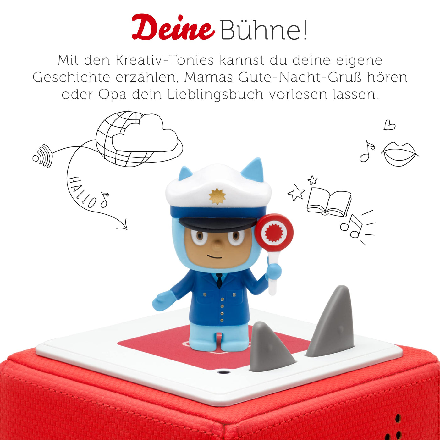 tonies Hörfigur für Toniebox, Kreativ Polizist, zum Selbstbespielen, 90 Minuten Speicher für eigene Aufnahmen, Musik oder Gute-Nacht-Geschichten, geeignet für Kinder ab 3 Jahren